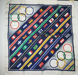 Olympic Games,  Berlin 1936 Silk Scarf 30 " X 30 " Souvenir,  Rare.