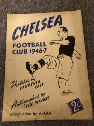Very Rare Chelsea Fc 1946/47 (sketches By Laurance East) Autographed By Players