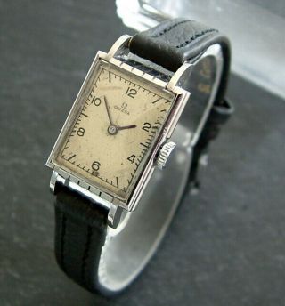 Ladies Vintage 1939 Art Deco Omega Rectangular Wristwatch; Fully Serviced; Rare