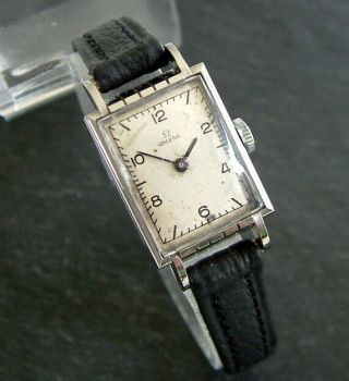 Ladies Vintage 1939 Art Deco OMEGA Rectangular Wristwatch; Fully Serviced; Rare 2