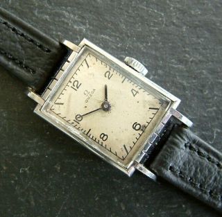 Ladies Vintage 1939 Art Deco OMEGA Rectangular Wristwatch; Fully Serviced; Rare 3