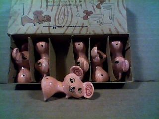 Rare Holt Howard Merry Mouse Cocktail Cherries & Olives Pixie Holders