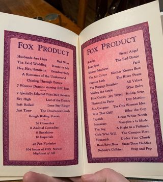 RARE 1928 - 1929 FOX FILM CORP.  THEATER EXHIBITORS DATE BOOK ADVANCE MOVIE ADS WOW 2