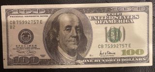 2001 $100 Federal Reserve Note Specimen Proprietary Proof Rare Antique Currency