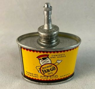 Vintage Far - Go Machine Oil Lead Top Handy Oiler Rare Old Advertising Tin Can