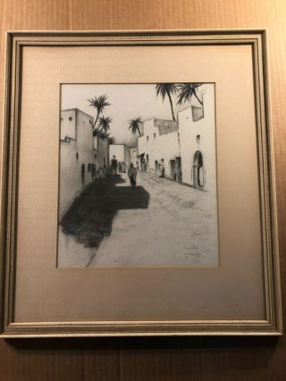 Rare Signed Drawing Tripoli 1939 By Hermann Gradl Hitler Wwii
