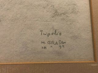 Rare Signed Drawing Tripoli 1939 by Hermann Gradl Hitler WWII 6