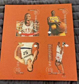 1996 - 97 Upper Deck Kobe Bryant Rookie Exclusives Sample Un - Cut Sheet Rare