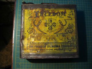 Very Rare Motor Oil Can One Gallon Freedom Oil Pa Pennsylvania Vintage