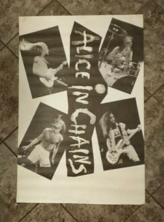 Alice In Chains signed poster 1990 & Rare Layne Staley autographed 2