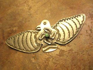3 3/8 " Rare Old Fred Harvey Era Navajo Silver Whirling Log Thunderbird Pin