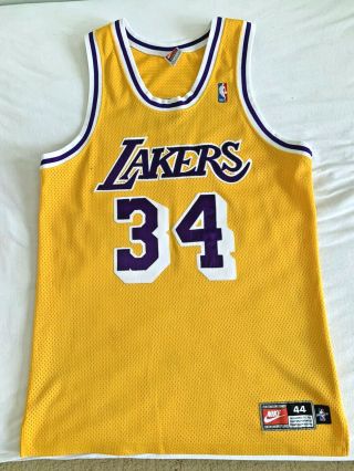 Rare Size 44 100 Authentic Nike 1997 Los Angeles Lakers Shaquille O’neal Jersey
