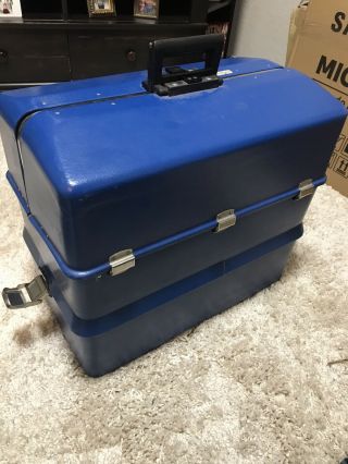 Vtg.  Umco Tackle Box Possum Belly No Cooler 7 Tray Lure Rare Blue Plastech Corp