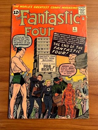 Rare 1962 Fantastic Four 9 Marvel 3rd S Age Sub - Mariner Lee/kirby