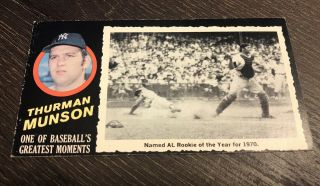 1971 Topps Greatest Moments Thurman Munson Yankees Vtg Rare Vgex No Creases Card