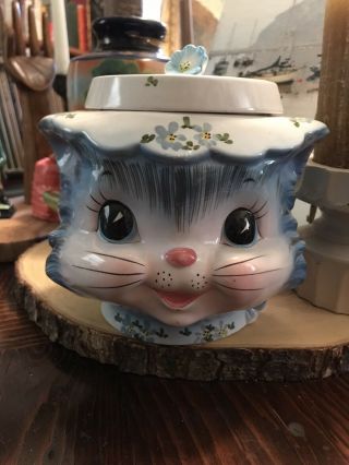 Rare Vintage Lefton Miss Priss Cat Kitten Head Cookie Jar Planter Biscuit Ryden