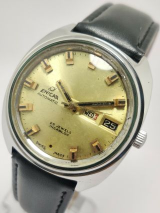 Vintage Rare Enicar Automatic 25 Jewels Wrist Watch Swiss Made