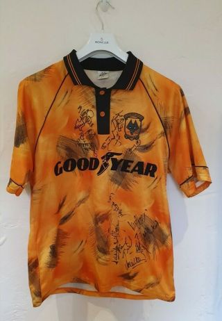 Wolverhampton Wanderers Wolves Vintage Signed Rare Football Shirt M