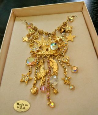 VINTAGE RARE RETIRED KIRKS FOLLY FAIRY PIXIE PALACE NECKLACE GOLD TONED 3