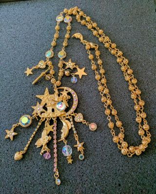 VINTAGE RARE RETIRED KIRKS FOLLY FAIRY PIXIE PALACE NECKLACE GOLD TONED 4