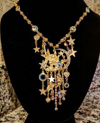 VINTAGE RARE RETIRED KIRKS FOLLY FAIRY PIXIE PALACE NECKLACE GOLD TONED 5