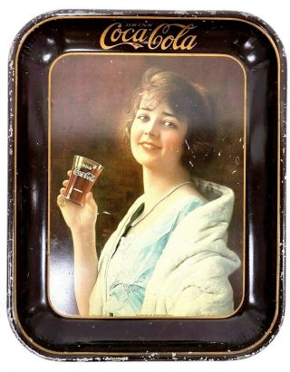 Rare Vtg 1923 Coca - Cola Advertising Serving Tray W/ Flapper Party Girl