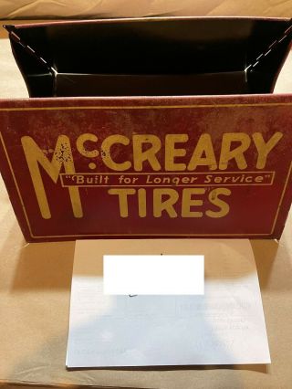 Rare Mccreary Tires Stand Sign Vintage Metal Garage Shop Gas Oil