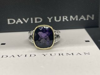 Vintage Rare David Yurman Gold & Sterling Silver Amethyst Ring Size 7