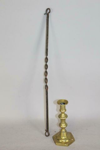 An Extremely Rare 18th C Decorated Wrought Iron Hanging Lantern Hook In Surface