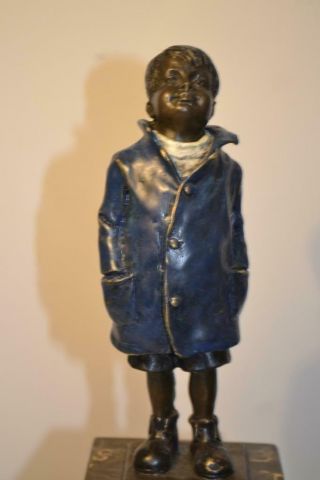 Collectors Vienna Bronze Standing Boy Franz Bergman Rare Blue Cold Painted