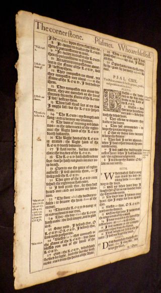 1611 - 13 Kjv Bible - Psalm 119 - Complete In 3 Leaves - Folio - 1st Ed.  2nd Printing - Rare