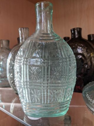 1800s Aqua Pattern Open Pontil 1/2 Pint Historical Flask Midwest? Rare