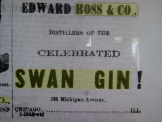 RARE & UNLISTED 1870 ' S PLOWS & BOSS SWAN GIN from CHICAGO,  ILLINOIS 4