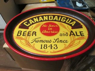 Rare Old Canandaigua Beer & Ale Tin Litho Tray Beer Metal Sign Ny Advertising