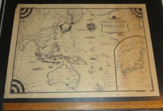 Rare 1945 Pacific Victory Japan Pictorial Wwii Map Ernest Dudley Chase