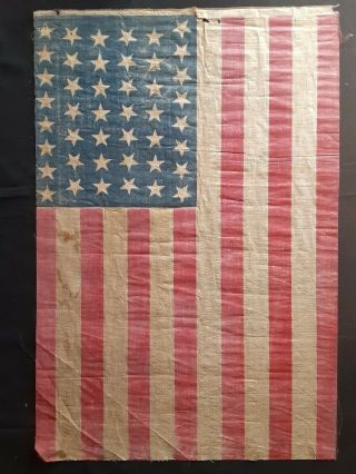 44 Star Flag 18 " X 26 " Authentic Antique Rare Flag 130,  Years Old