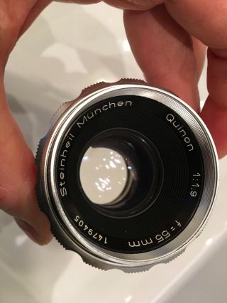 Rare Steinheil München Quinn 1:1.  9 F=55mm Lens 2