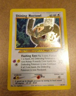 Shining Noctowl Secret Rare Triple Star Pokemon Card - Near - Neo Series