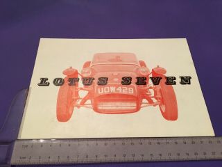 Lotus Seven Brochure C1959 - English - Rare,  Not Reprint