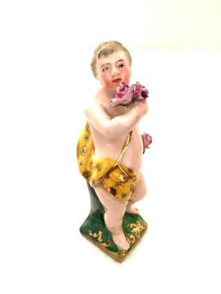 Vienna Porcelain Rare Classical Figure Of A Young Man Holding Roses C1770