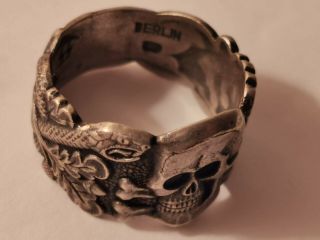 Ww Ii Rare Heavy Skull Ring Marked Rzm 900