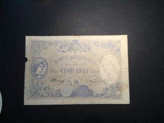 Italy 50 Lire Banca Nazionale Nel Regno 21.  07.  1899 Rare