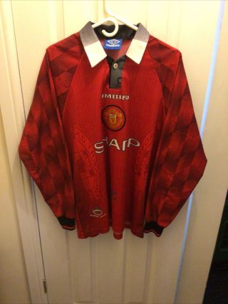 Rare Manchester United Long Sleeve Home Shirt Size L