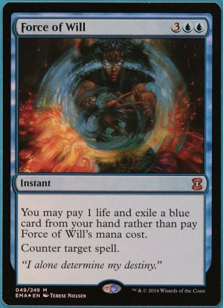 Force Of Will Foil Eternal Masters Nm Blue Mythic Rare Card (156623) Abugames