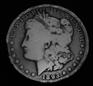 1893 - Cc Morgan Silver Dollar - Key Date Rare Carson City Coin
