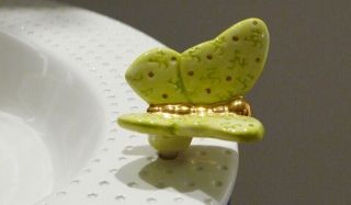 Rare Nora Fleming Green And Gold Butterfly Debossed Nf 