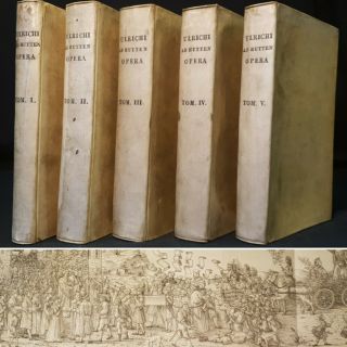 1821/25 Vellum 5 Vol Set Roman Catholic History Opera Omnia Herman Münch Rare