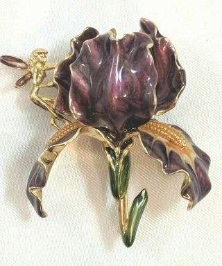Very Rare Retired Kirks Folly Purple Iris Pin Brooch