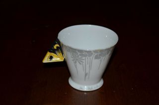 RARE SHELLEY ART DECO MODE TEA CUP&SAUCER FLOWERS WITH BUTTERFLY HANDLE 3