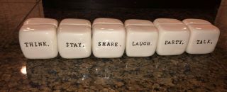 Rare Rae Dunn Set Of 6 Name Place Card Holders Laugh Party Think Share & More